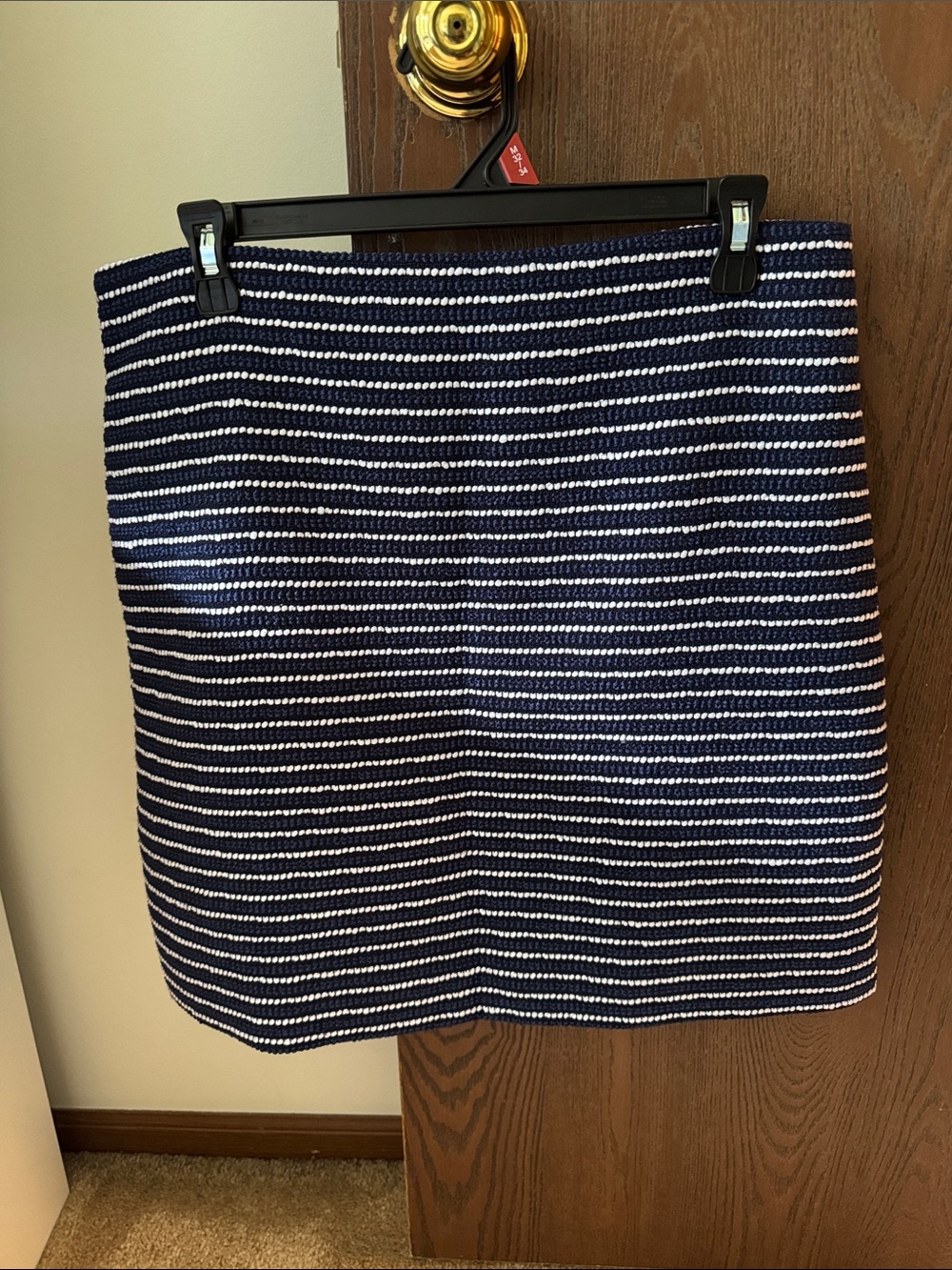 J. Crew Navy & White Striped Knit Pencil Skirt